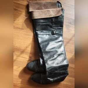Black Leather Knee-High Boots
